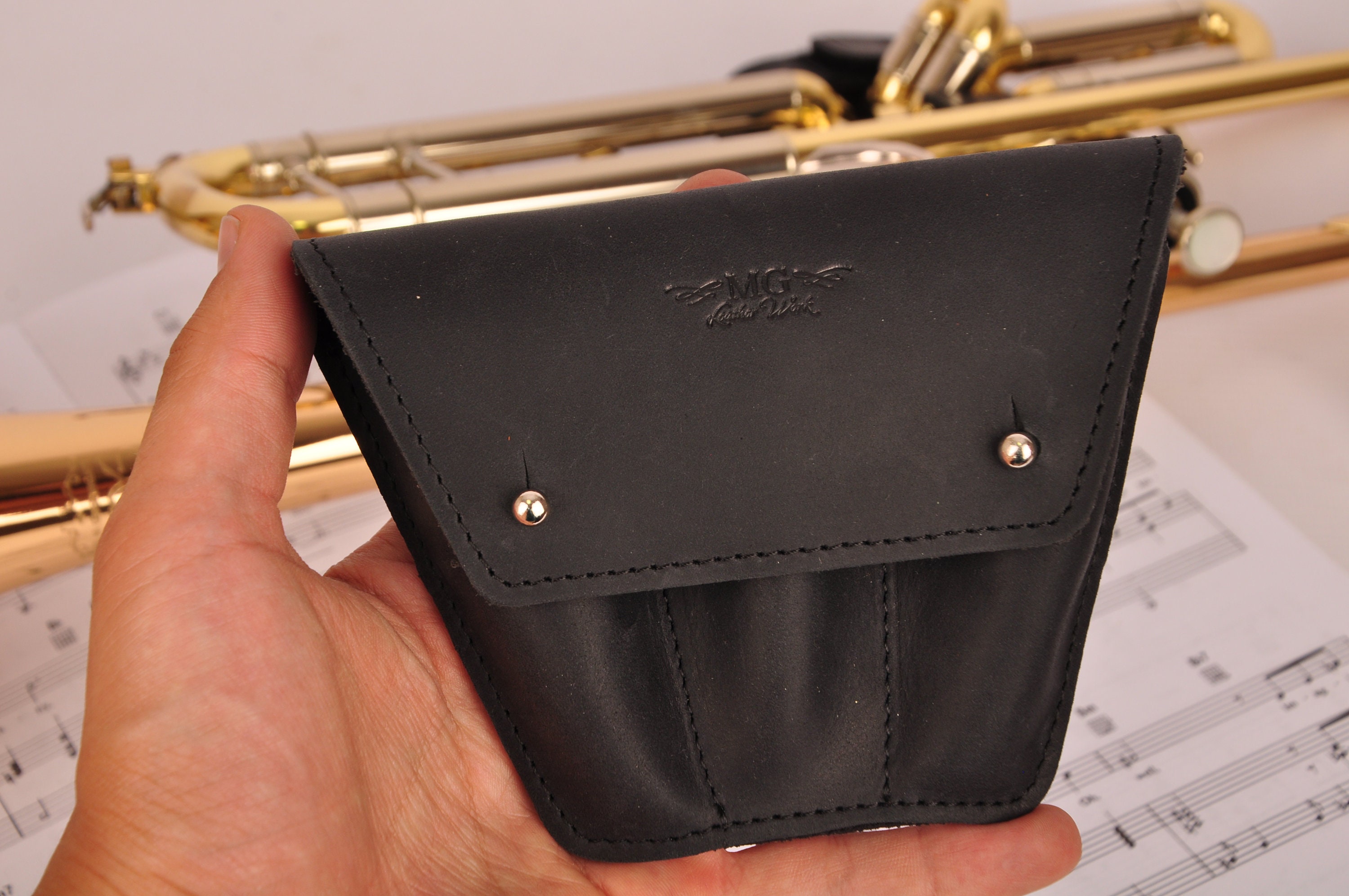 Trumpet Triple Personalized Leather Mouthpiece Holder for Etsy