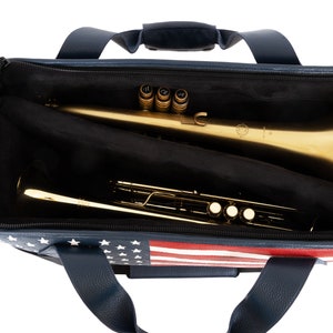 Trumpet, Flugelhorn, Cornet, Piccolo trumpet Double/Triple bag whit USA flag, leather bag for trumpet, flugelhorn, cornet, piccolo trumpet image 5