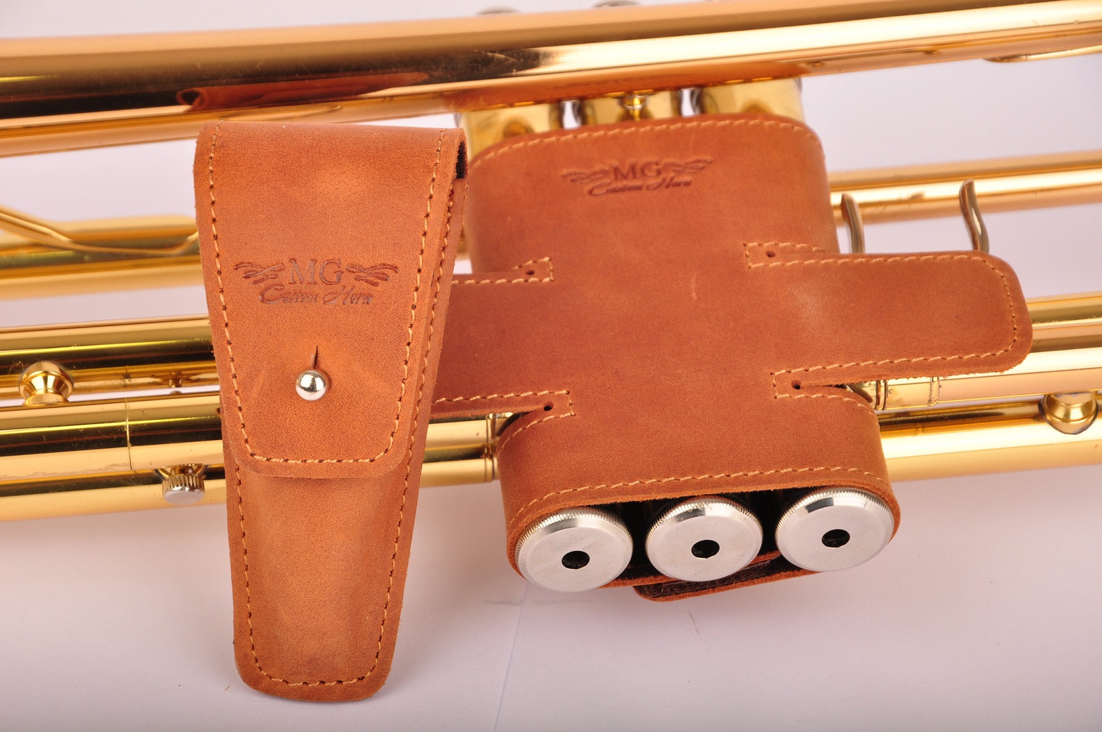 Trumpet valve guard & mouthpiece pouch Custom Leather Handmade Etsy