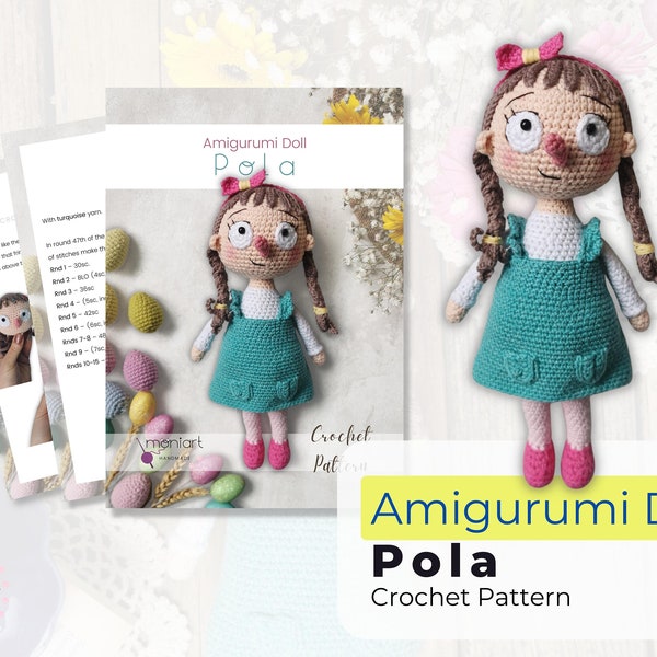 Amigurumi doll ENGLISH PATTERN - Pola, crochet pattern doll, Spring doll, Crochet tutorial, Handmade doll, pretty crochet doll for girls