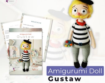 Crochet doll  Amigurumi tutorial ENGLISH PATTERN - Gustaw the painter