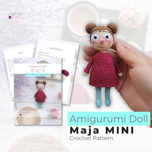 Amigurumi  doll English Pdf pattern - Maja MINIATURE, crochet girl, Handmade toy tutorial, miniature crochet tutorial, tiny crochet