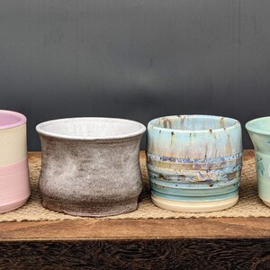 Small Cups - Handmade Pottery, Pink Flower, White on Red Clay, Blue Drippy Multi-Color, Celadon Bloom Blue Sea Turtle, Ceramic, Horseshoes image 5