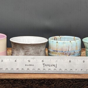 Small Cups - Handmade Pottery, Pink Flower, White on Red Clay, Blue Drippy Multi-Color, Celadon Bloom Blue Sea Turtle, Ceramic, Horseshoes image 6