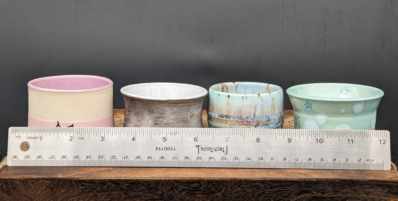 Small Cups - Handmade Pottery, Pink Flower, White on Red Clay, Blue Drippy Multi-Color, Celadon Bloom Blue Sea Turtle, Ceramic, Horseshoes image 6