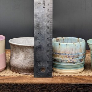 Small Cups - Handmade Pottery, Pink Flower, White on Red Clay, Blue Drippy Multi-Color, Celadon Bloom Blue Sea Turtle, Ceramic, Horseshoes image 7