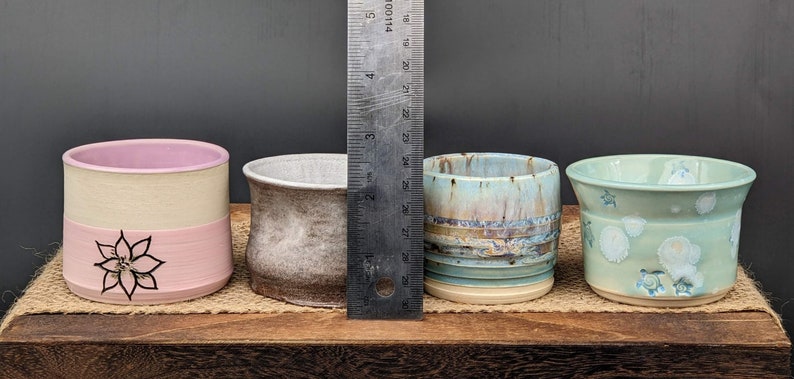 Small Cups - Handmade Pottery, Pink Flower, White on Red Clay, Blue Drippy Multi-Color, Celadon Bloom Blue Sea Turtle, Ceramic, Horseshoes image 7