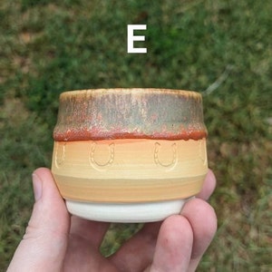 Small Cups - Handmade Pottery, Pink Flower, White on Red Clay, Blue Drippy Multi-Color, Celadon Bloom Blue Sea Turtle, Ceramic, Horseshoes image 3