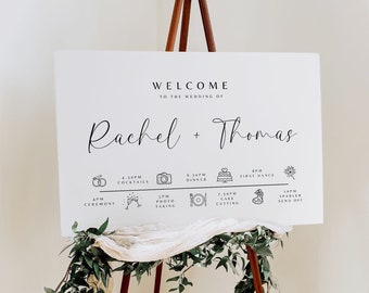 wedding timeline Wedding entrance sign Order of Event Timeline Order of the day welcome sign Large wedding welcome timeline sign template