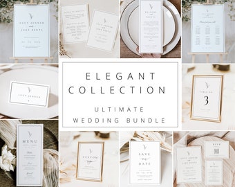 Classic wedding signage bundle timeless Sophisticated black tie reception stationery package elegant minimalist editable sign template set
