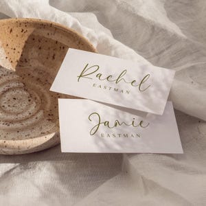 Minimalist Foldable Place Card Template: Modern Wedding Table Name Tags (Canva Editable, Digital Download)