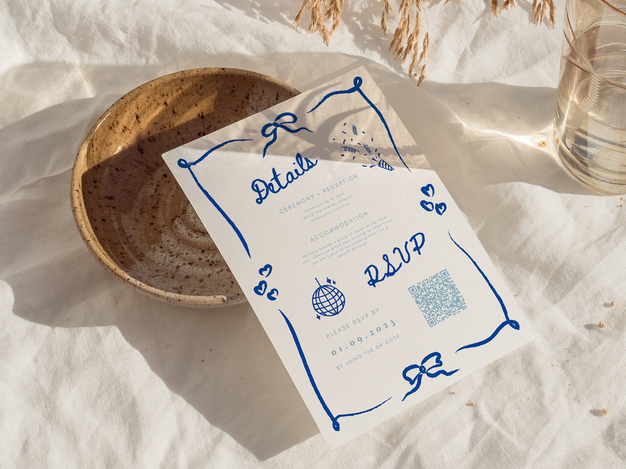 Wedding Invite Template Hand Drawn Double Sided Scribble Illustrated ...
