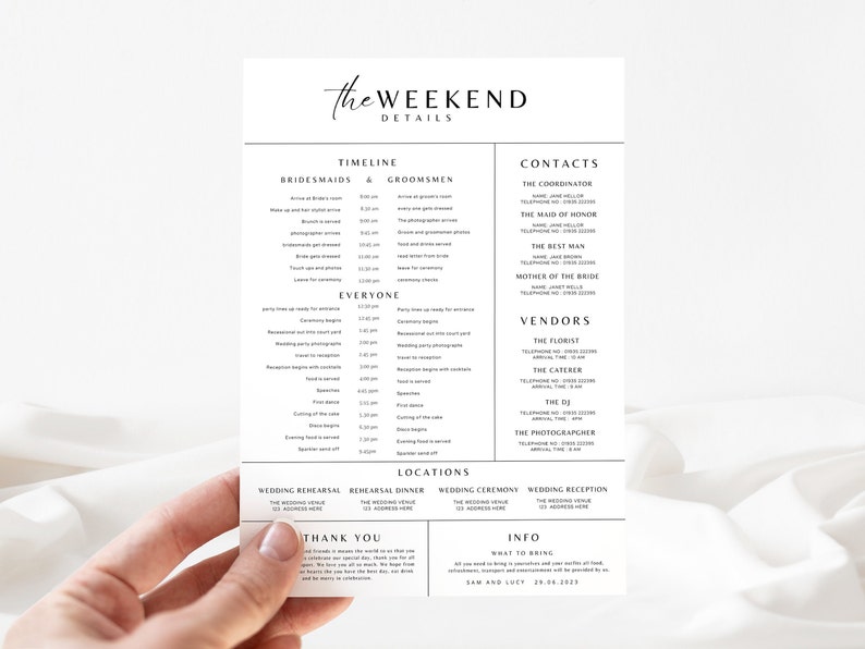 wedding day timeline,
