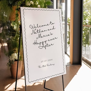 wavy border welcome sign wavy welcome wedding sign scalloped edge sign template