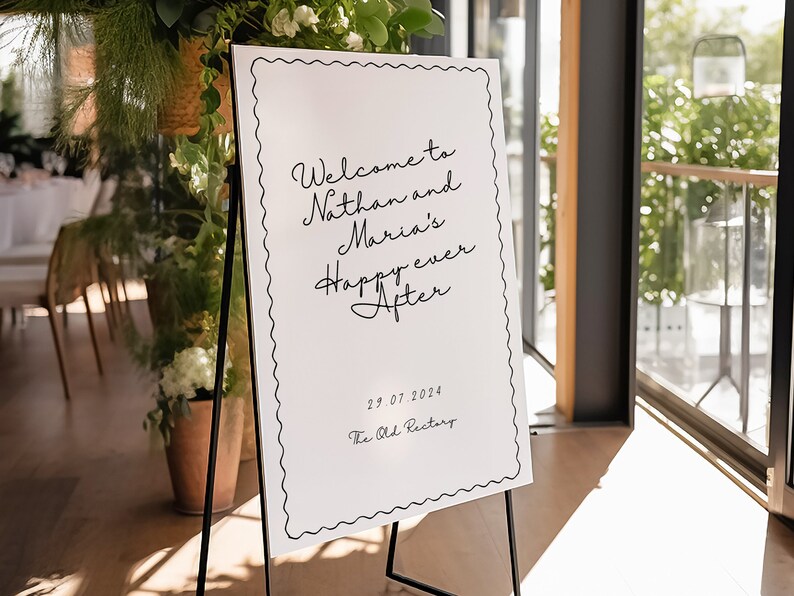 wavy border welcome sign wavy welcome wedding sign scalloped edge sign template