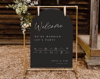 Arch wedding welcome sign template black wedding welcome sign arched wedding welcome sign arched wedding signage wedding sign template black