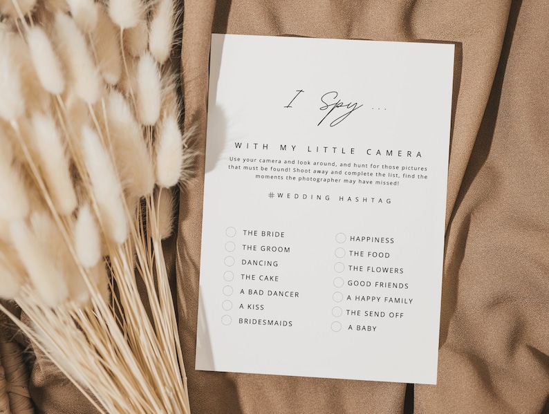 Classic minimalist style reception printable guest activity