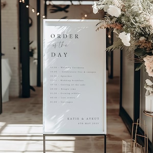 Minimalist Wedding Timeline Sign: Order of Events Template (Digital)