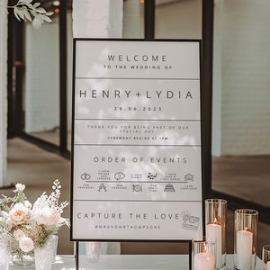 Wedding infographic sign modern wedding reception welcome sign template infographic wedding sign printable wedding template fun wedding sign