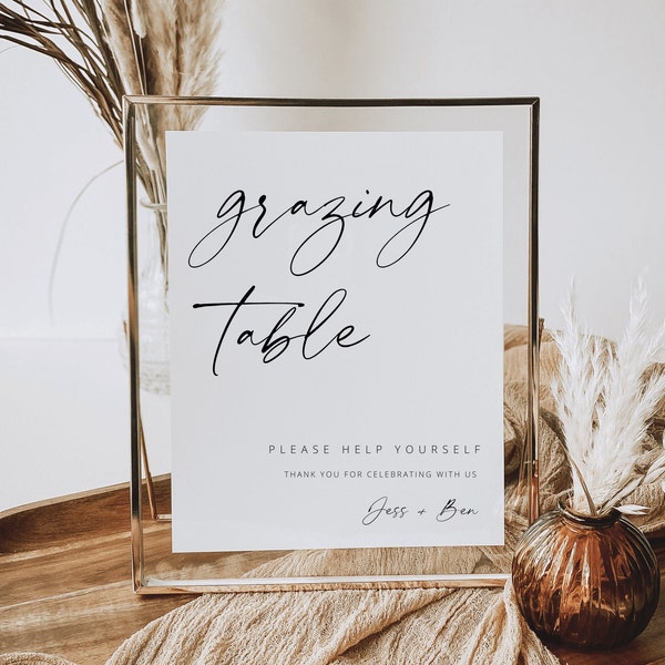 Wedding Grazing Table Sign wedding grazing station sign modern wedding Food Sign Grazing Table wedding Sign template wedding buffet sign