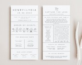 Wedding Program Template unique Infographic Ceremony Timeline Fun Icon Style Order of Events Editable printable Canva reception stationery