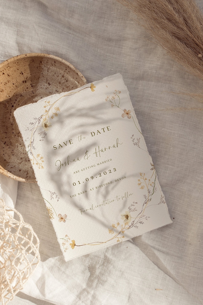 Floral blush save the date template wildflower save the date invitation watercolour flower save the date wild flower save the date template