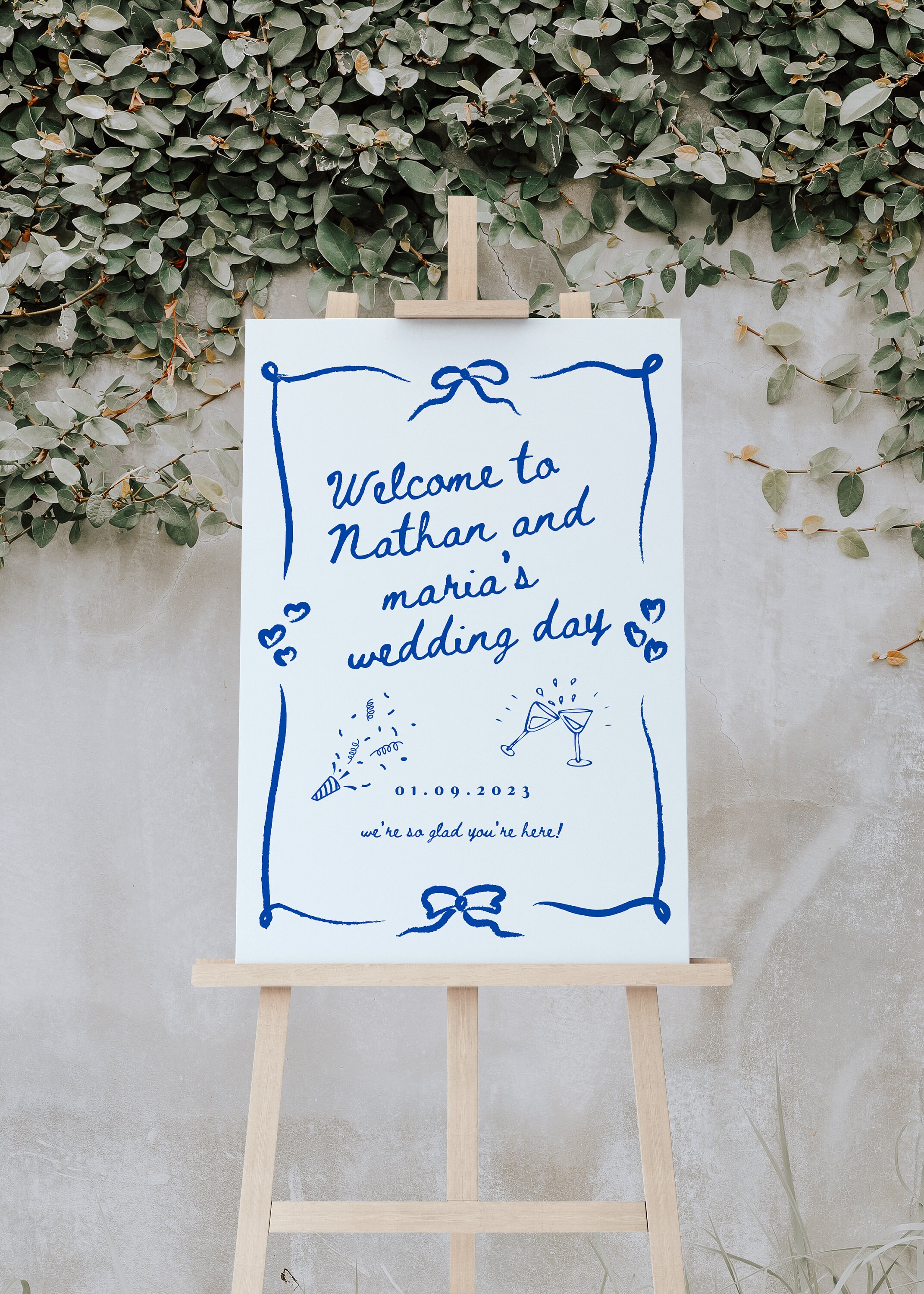 Handwritten Welcome Sign Template Whimsical Illustrated Theme Reception ...