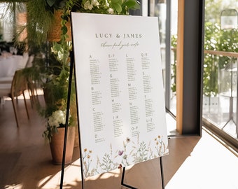 Wildflower seating chart template wedding our favourite people sign template wild flower table plan sign wedding floral wedding sign seating