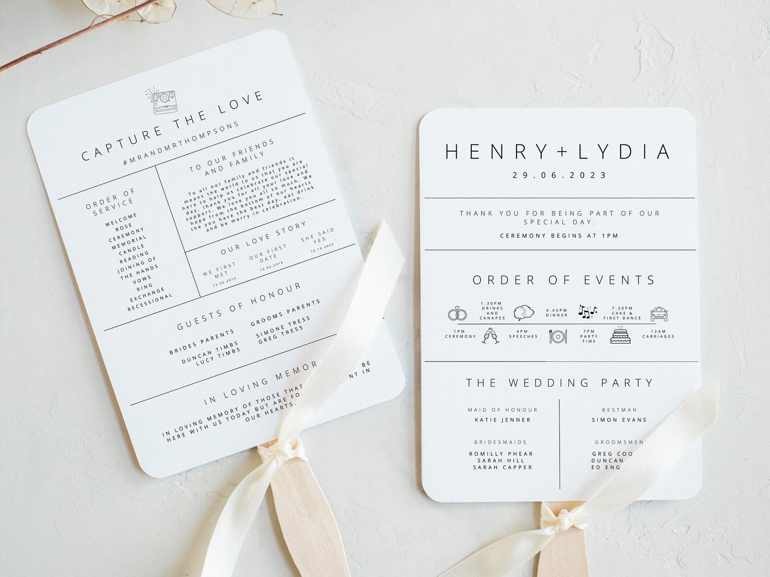 Wedding Program Fans Printable Wedding Icon Program Info-graphic ...