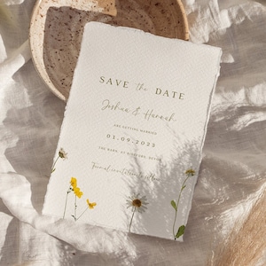 Boho Wildblumen Save the Date Wildblumeneinladung gepresste Blume Hochzeitseinladung Minimale Blumensave the date Vorlage Frühlingsblume
