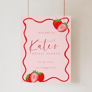 Berry In Love Bridal Shower welcome sign Berry Bridal Shower Sign strawberry welcome sign bridal shower Love Is Berry Sweet Bridal Shower