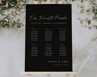 Black seating chart sign wedding seating chart sign black Modern Editable Instant Download Seating Plan Black Seating Chart Template