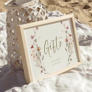 Baby shower Wildblumen Geschenke Zeichen Dekorationen Baby in Blüte Geschenk Zeichen neutral Wildblumen Baby Shower Zeichen Vorlage Canva floral sign