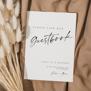 Sign our guest book sign 5x7 wedding Guest Book Sign template Modern wedding signage Canva template Instant Download Printable Wedding