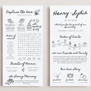 Infographic Wedding Program Hand Drawn Wedding Program Template Wedding Program Doodle Fun Fact Wedding Program ceremony wedding itinerary