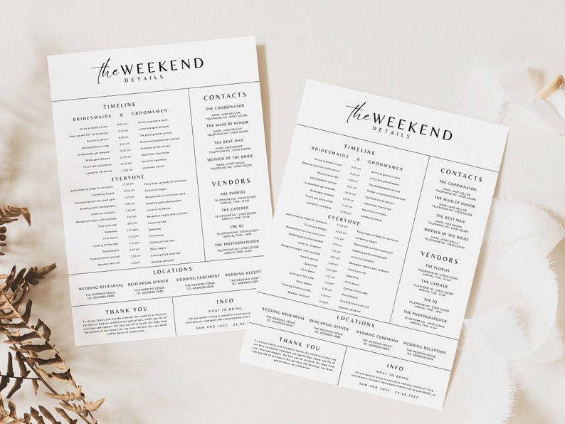 Bridal Party Timeline,