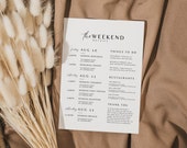 Wedding weekend itinerary template destination wedding Schedule of Events Card ceremony timeline modern order of events