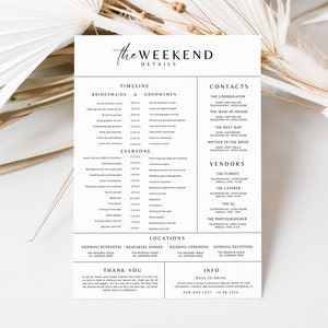 Wedding day details, wedding vendor checklist printable