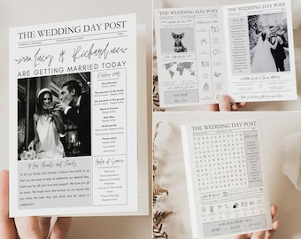 Newspaper wedding program template newspaper wedding program canva folded newspaper wedding program Infographic timeline wedding itinerary