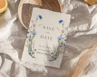 Dusty blue wedding save the dates dusty blue hydrangea save the date template dusty blue wildflower save our date card floral wedding invite