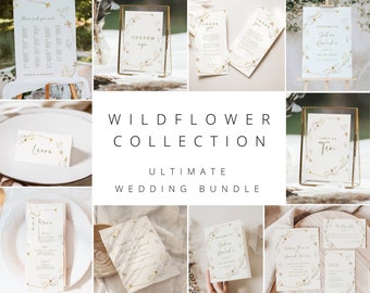 Wildflower Wedding Bundle Template Wedding reception Bundle Canva floral wedding stationery bundle spring flower bundle wedding bundle signs