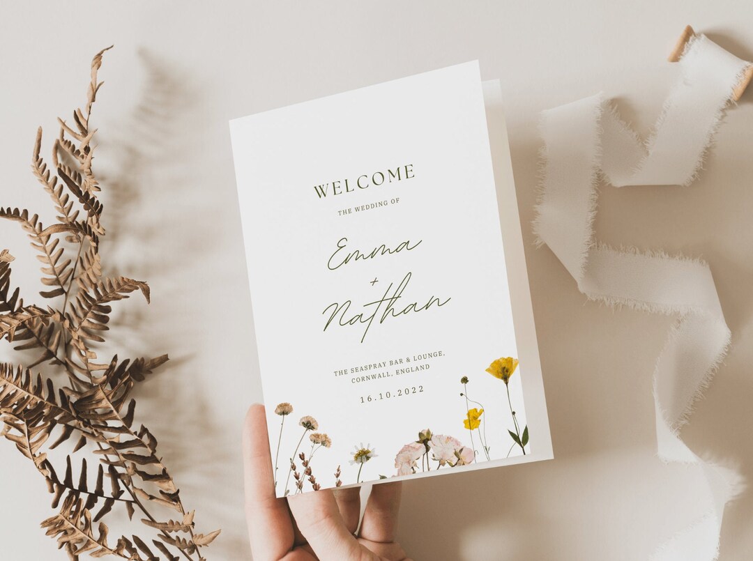 Wedding Program Template Bifold Wildflower Wedding Program Spring ...