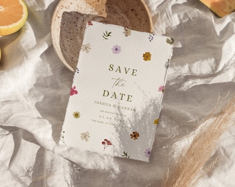 Wildflower Save the Date Invitation Template: Boho Wedding Card (Canva Editable, Digital Download)