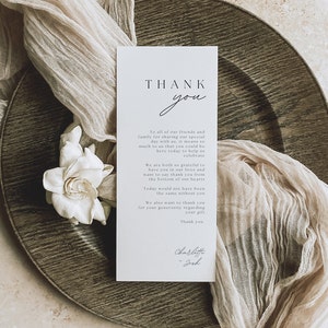 Minimalistische Hochzeitstabelle Danke Vorlage moderne Dankeschön Notiz Danke fürs Kommen Platzkarte Hochzeit stationär Ein süßes Dankeschön