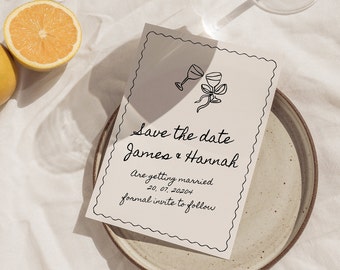Whimsical Scribble Save the Date Template: Hand-Drawn Wedding Invite (Canva Template)