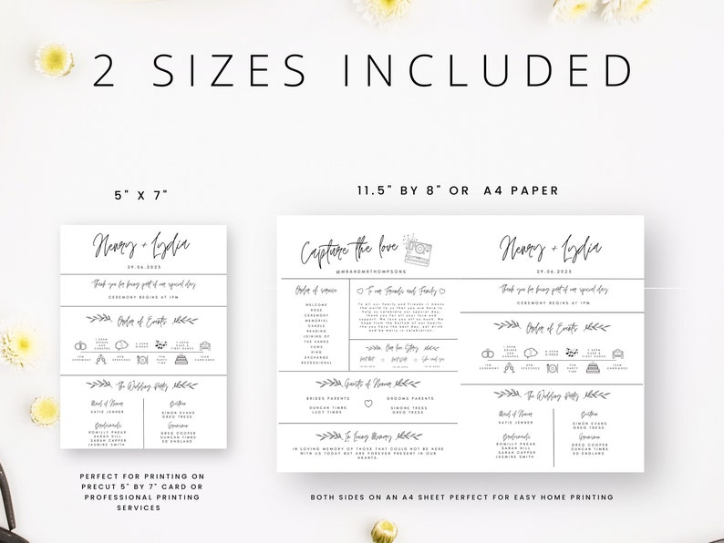 Infographic Wedding Fan Template, Double Sided Ceremony Program ...