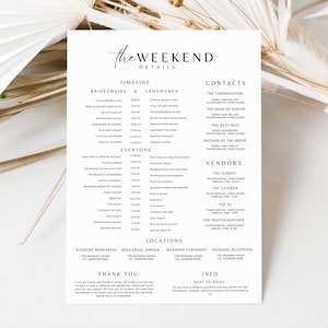 Wedding Day Timeline Template: Bridal Party Itinerary (Digital Download)