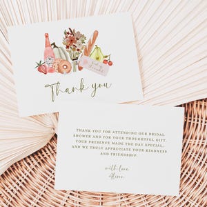Cartes de remerciement pour la douche nuptiale du marché de producteurs fraîchement sorties du marché Modèle de carte de remerciement pour la douche nuptiale du marché de producteurs