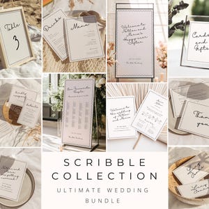 Whimsical wedding invitation bundle hand drawn wedding invitation bundle hand drawn wedding signage bundle fun wiggly border wedding set