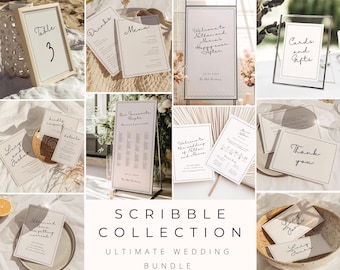 Whimsical wedding invitation bundle hand drawn wedding invitation bundle hand drawn wedding signage bundle fun wiggly border wedding set